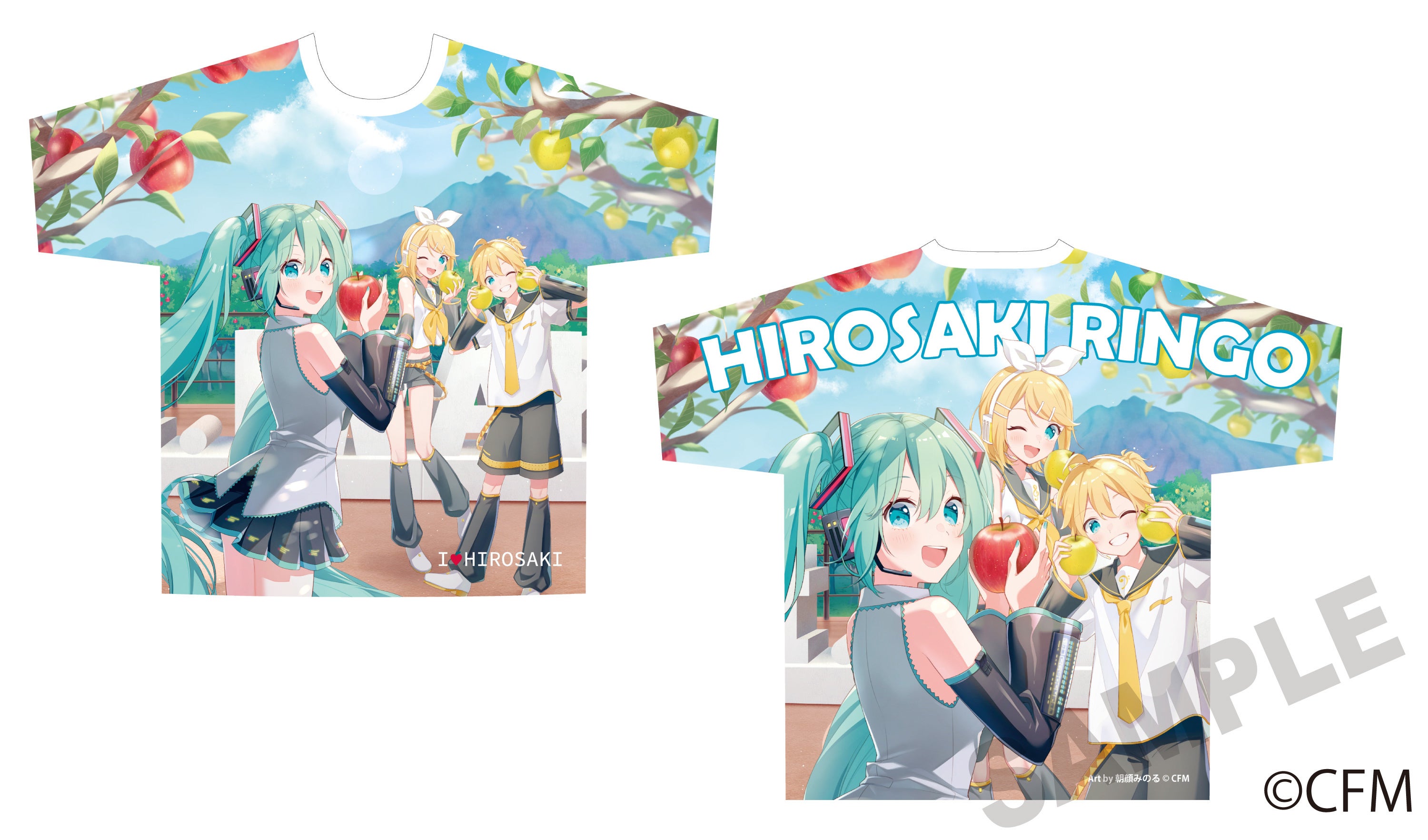 Hatsune Miku x Hirosaki apples Full Graphic T-Shirt