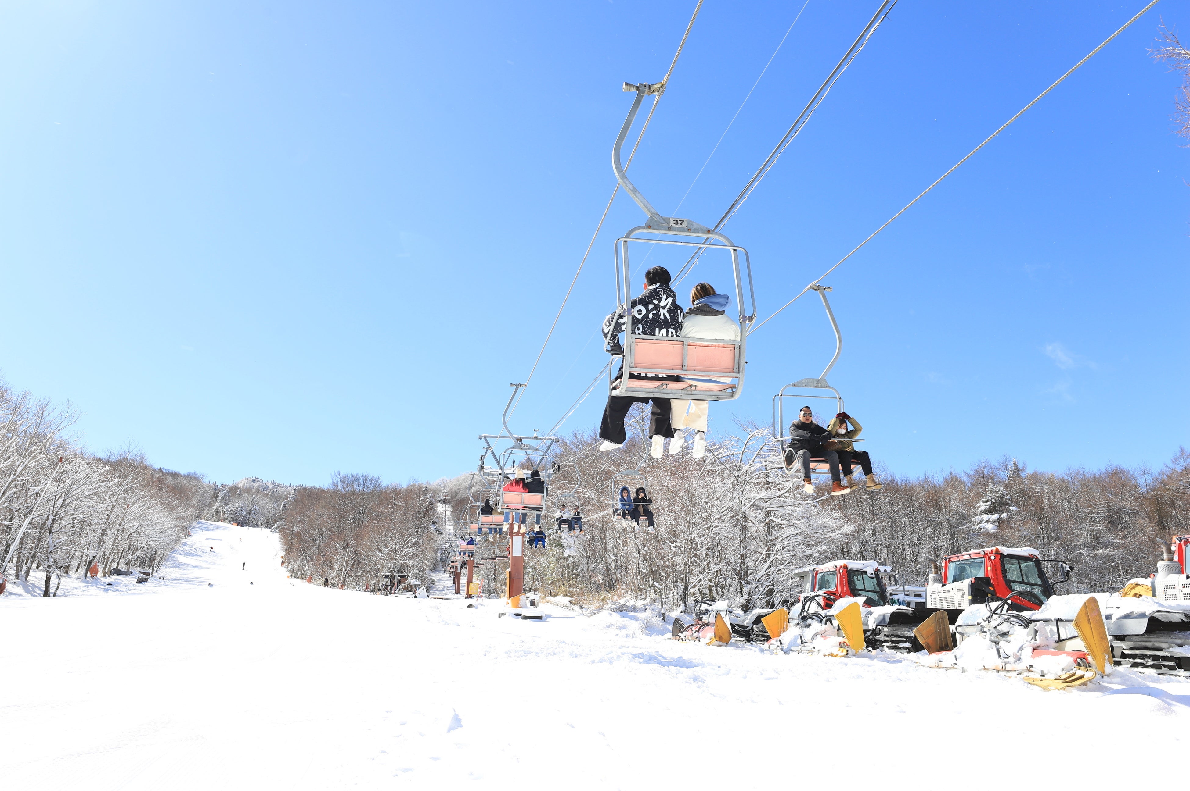 자연을 즐기며 리프트에서 편안하게 바라보는 풍경