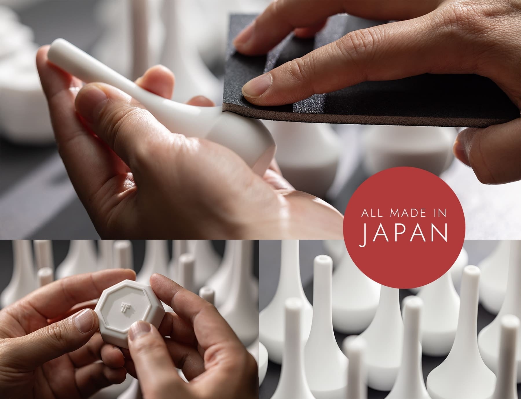 Hand-polished surface creates delicate, gentle texture