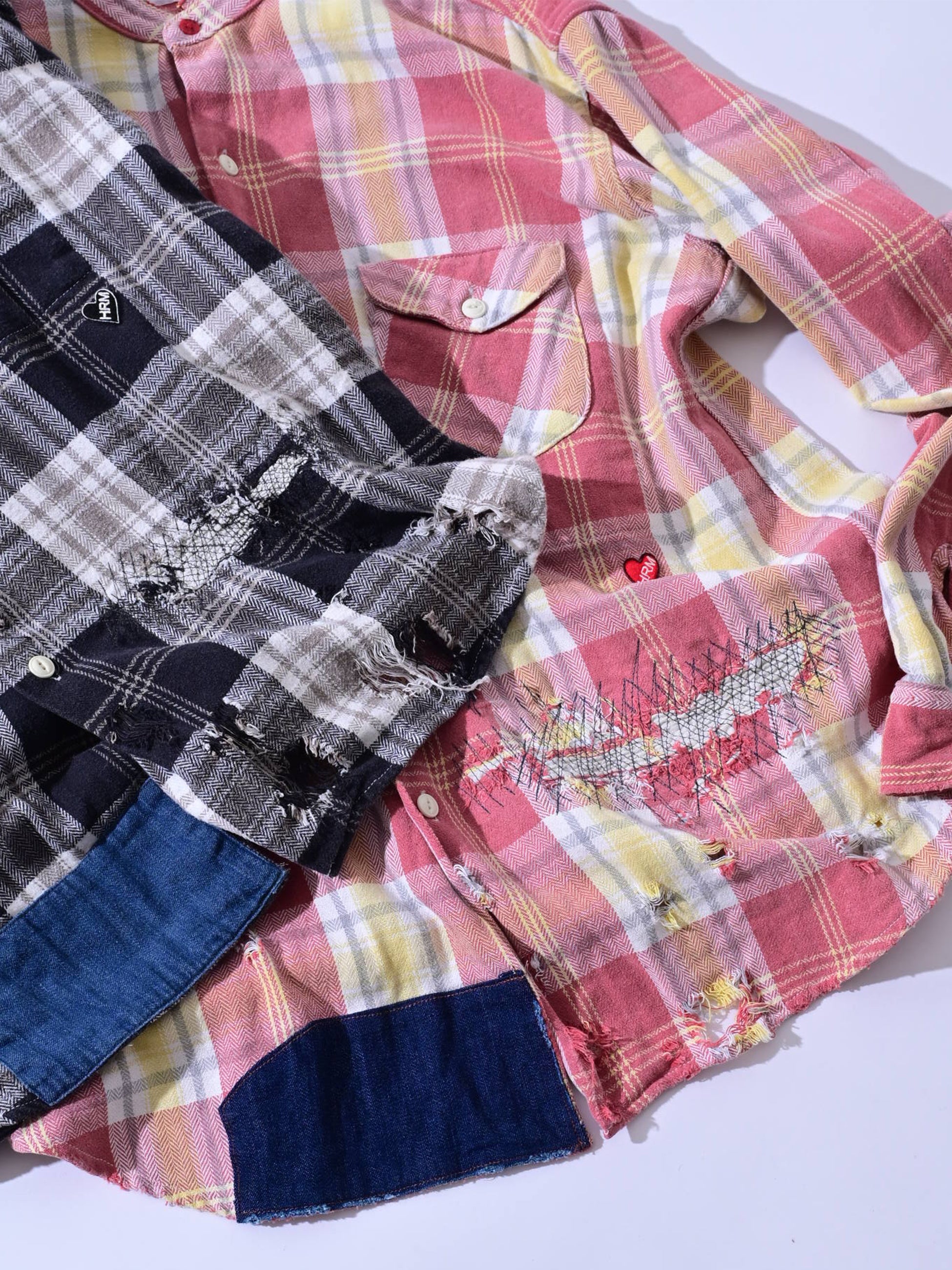 Back view of flannel check shirt